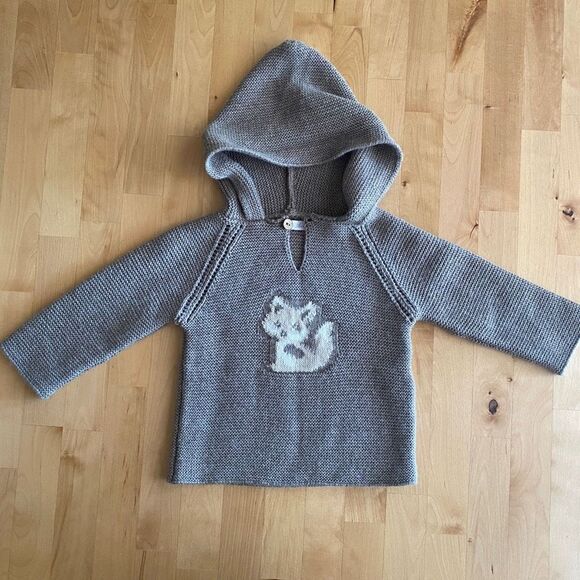 Martin Aranda Hooded Baby Knit Sweater with Fox Print - Picture 1 of 8